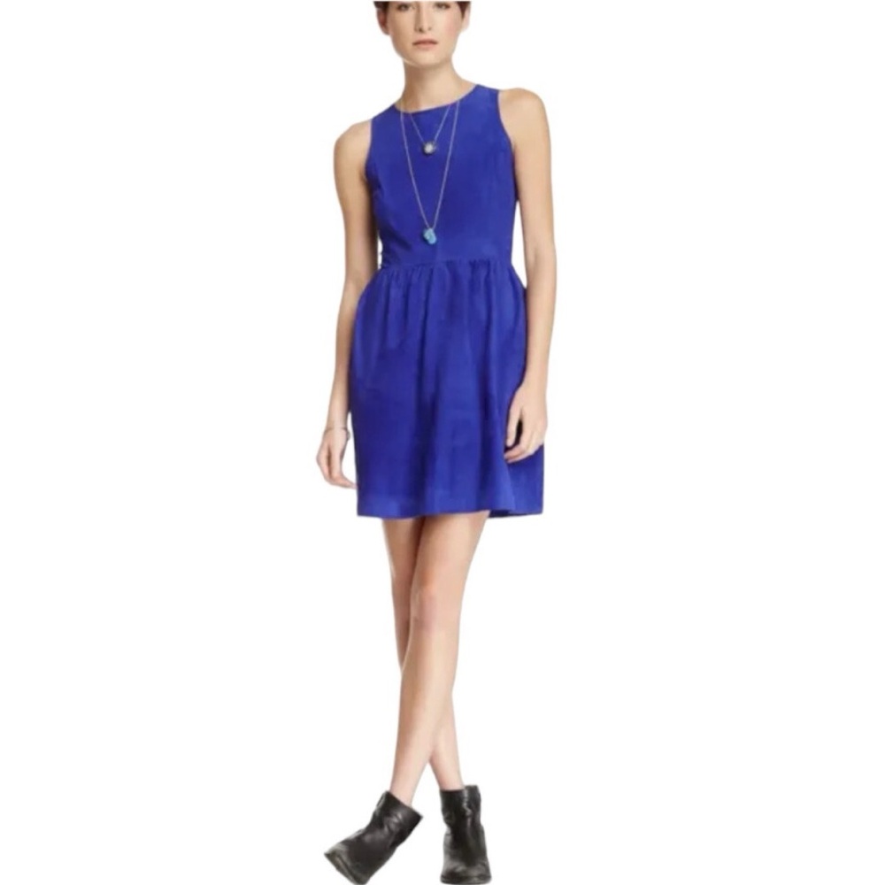 Lucky Brand Sleeveless Blue Suede Sleeveless Fit and Flare Dress Size XL